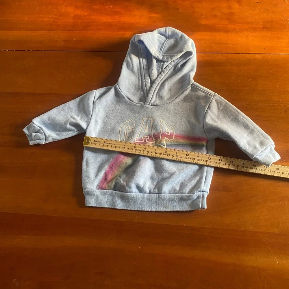 Gap‎ Hoodie Kids Blue Rainbow Graphic Pullover Fleece SIZE 12-18 Months